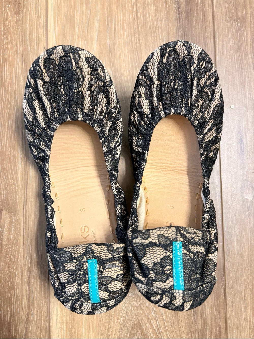Tieks Nude Lace Women’s Black Lace Ballet Flats Brand New - Size 8